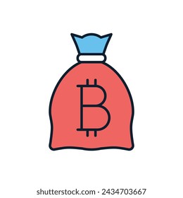 Money Bag with Bitcoin related vector icon. Isolated on white background. Vector illustration