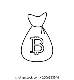 Money bag bitcoin  vector icon