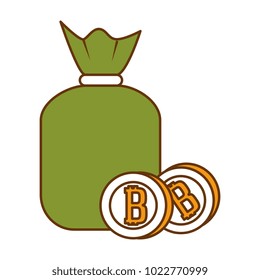 money bag with bitcoins icon