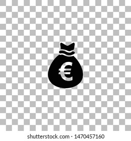 Money bag. Black flat icon on a transparent background. Pictogram for your project