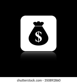 Money bag - black vector icon on the white button