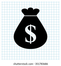Money bag - black vector icon