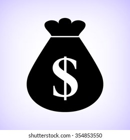 Money bag -  black vector icon