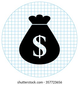 Money bag -  black vector icon