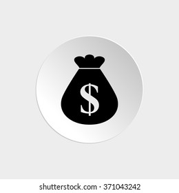 Money bag  - black vector icon
