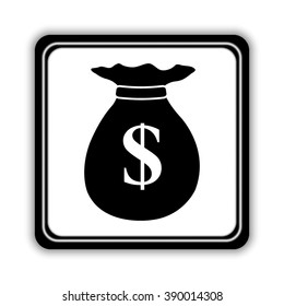 Money bag -  black vector icon