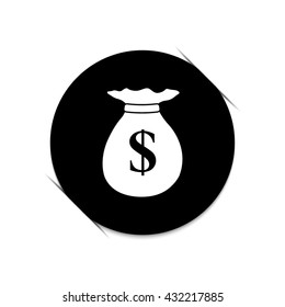 Money bag  - black vector icon