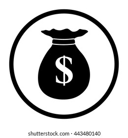 Money bag  - black vector icon