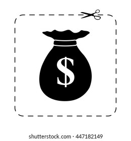 Money bag -  black vector icon