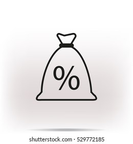 Money bag - black vector icon