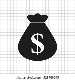 Money bag  - black vector icon