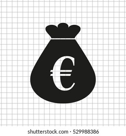 Money bag  - black vector icon