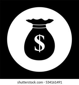 Money bag  - black vector icon