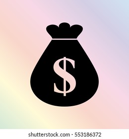 Money bag  - black vector icon