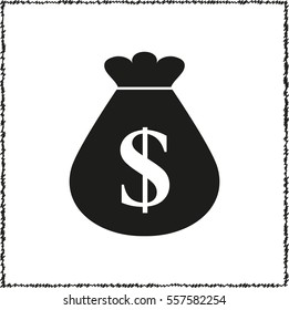 Money bag  - black vector icon