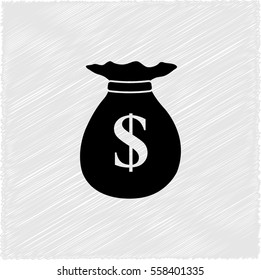 Money bag  - black vector icon
