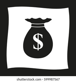 Money bag  - black vector icon