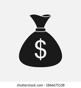 Icono de vector blanco y negro de bolsa de dinero.