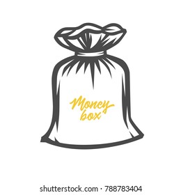 Money bag. Black and white vector objects.