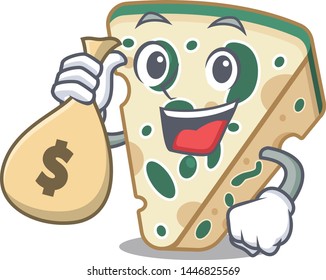 With money bag blue cheese in the cartoon shape