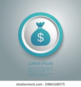 Bolsa de dinero azul Icono. Ilustración vectorial