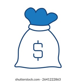 Money Bag Blue Line Icon. Funding, Economy, Investment, Payment, Banking, Money, Investor Icons. Editable Stroke Vector Illustration