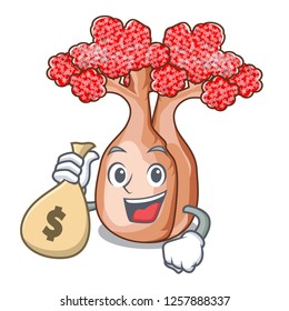 With money bag bottle tree in rose shape cartoon
