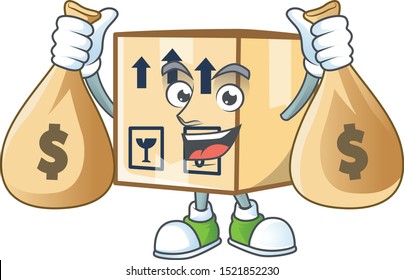 With money bag box cardboard close for goods packaging