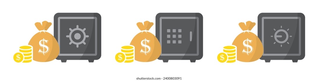 Money bag and brankas icon, vector illustration