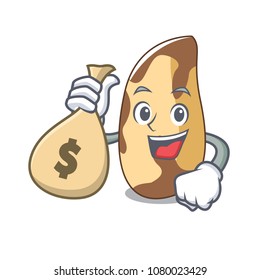 With money bag brazil nut character cartoon