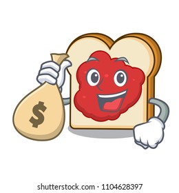 With money bag bread with jam character cartoon
