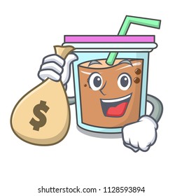 With money bag bubble tea character cartoon