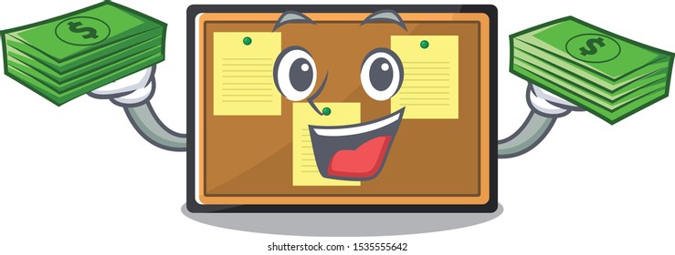 With money bag bulletin board isolated in the mascot