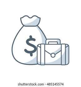money bag with business icon vector illustration design