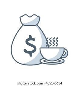 money bag with business icon vector illustration design