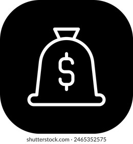 Money bag business investment icon with black filled line outline style. money, bag, dollar, cash, currency, sign, business. Vector Illustration