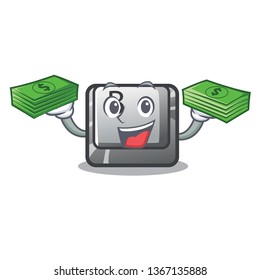 With money bag button B on a mascot keyboard