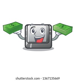 With money bag button C isolated in the cartoon