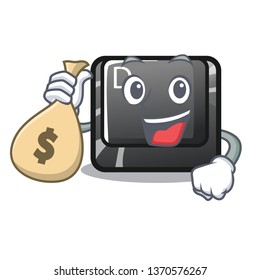 With money bag button D on a computer mascot