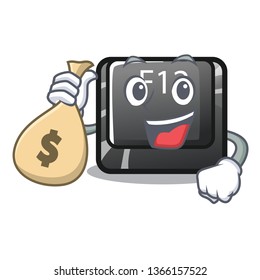 With money bag button f12 on a keyboard mascot