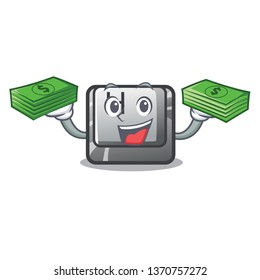 With money bag button H isolated with the mascot