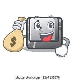 With money bag button A isolated with the mascot