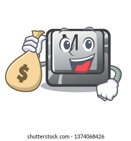 With money bag button M on a keyboard mascot