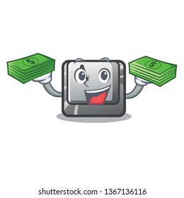 With money bag button A on a character komputer