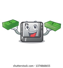 With money bag button P isolated with the character