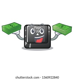 With money bag button page up on computer cartoon