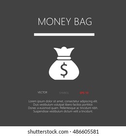 Money bag button web icon flat design