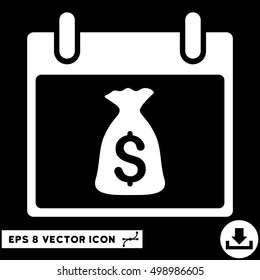 Money Bag Calendar Day icon. Vector EPS illustration style is flat iconic symbol, white color.