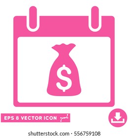 Money Bag Calendar Day icon. Vector EPS illustration style is flat iconic symbol, pink color.