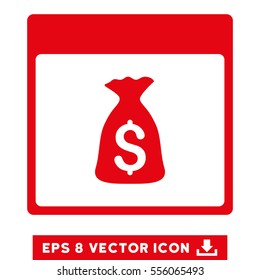 Money Bag Calendar Page icon. Vector EPS illustration style is flat iconic symbol, red color.